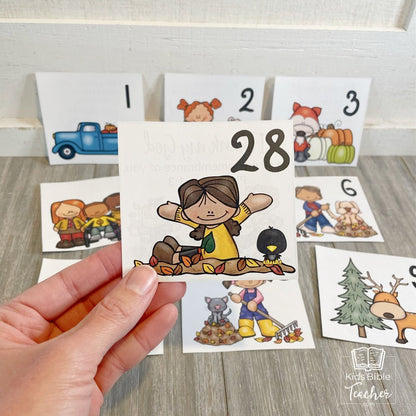 Thanksgiving Calendar Cards with Bible Verses - November Calendar Cards