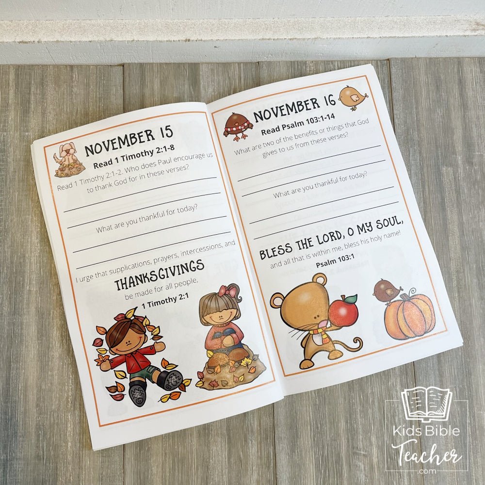 Gratitude Journal Pages with Thanksgiving Bible Verses, NOVEMBER Edition