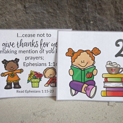 Thanksgiving Calendar Cards with Bible Verses - November Calendar Cards