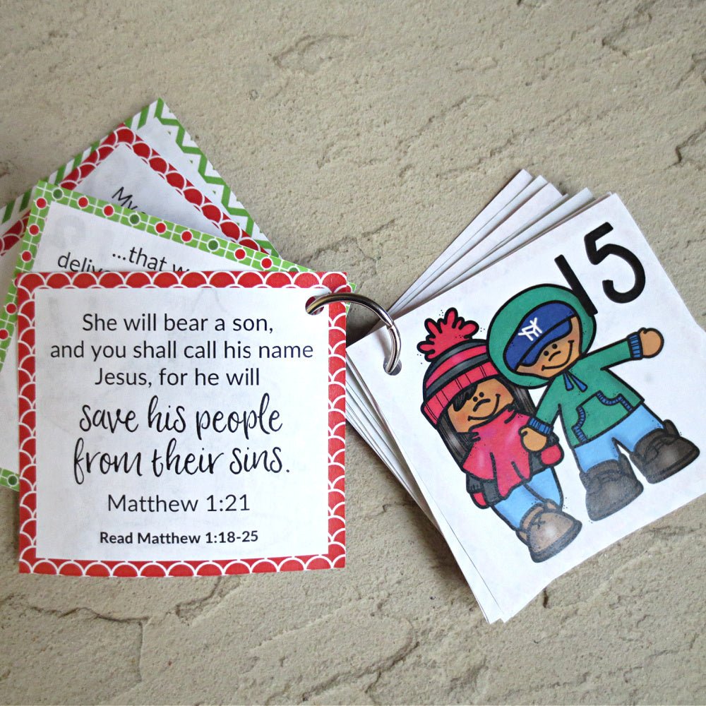 December Calendar Cards with Christmas Bible Verses - Advent Calendar Cards