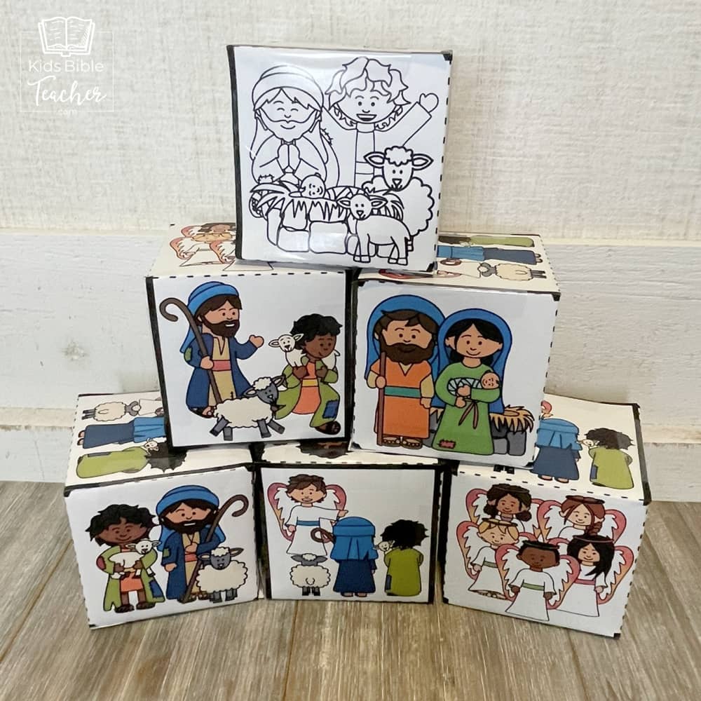 Shepherds and Angels Bible Story Cube Christmas Nativity Craft