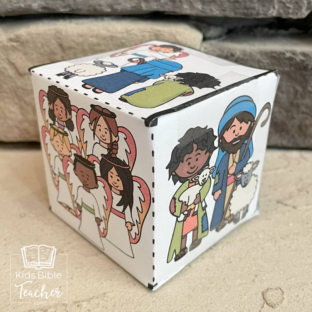 Shepherds and Angels Bible Story Cube Christmas Nativity Craft