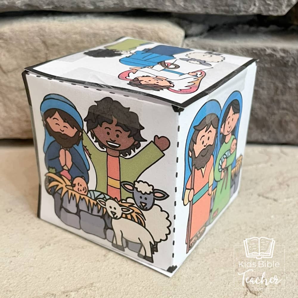 Shepherds and Angels Bible Story Cube Christmas Nativity Craft