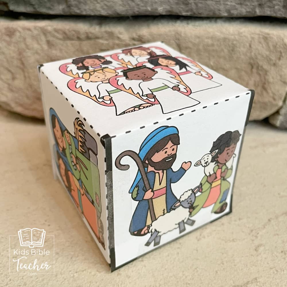 Shepherds and Angels Bible Story Cube Christmas Nativity Craft