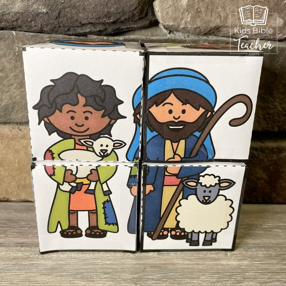 Shepherds and Angels Bible Puzzle Cube Christmas Nativity Craft