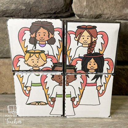 Shepherds and Angels Bible Puzzle Cube Christmas Nativity Craft