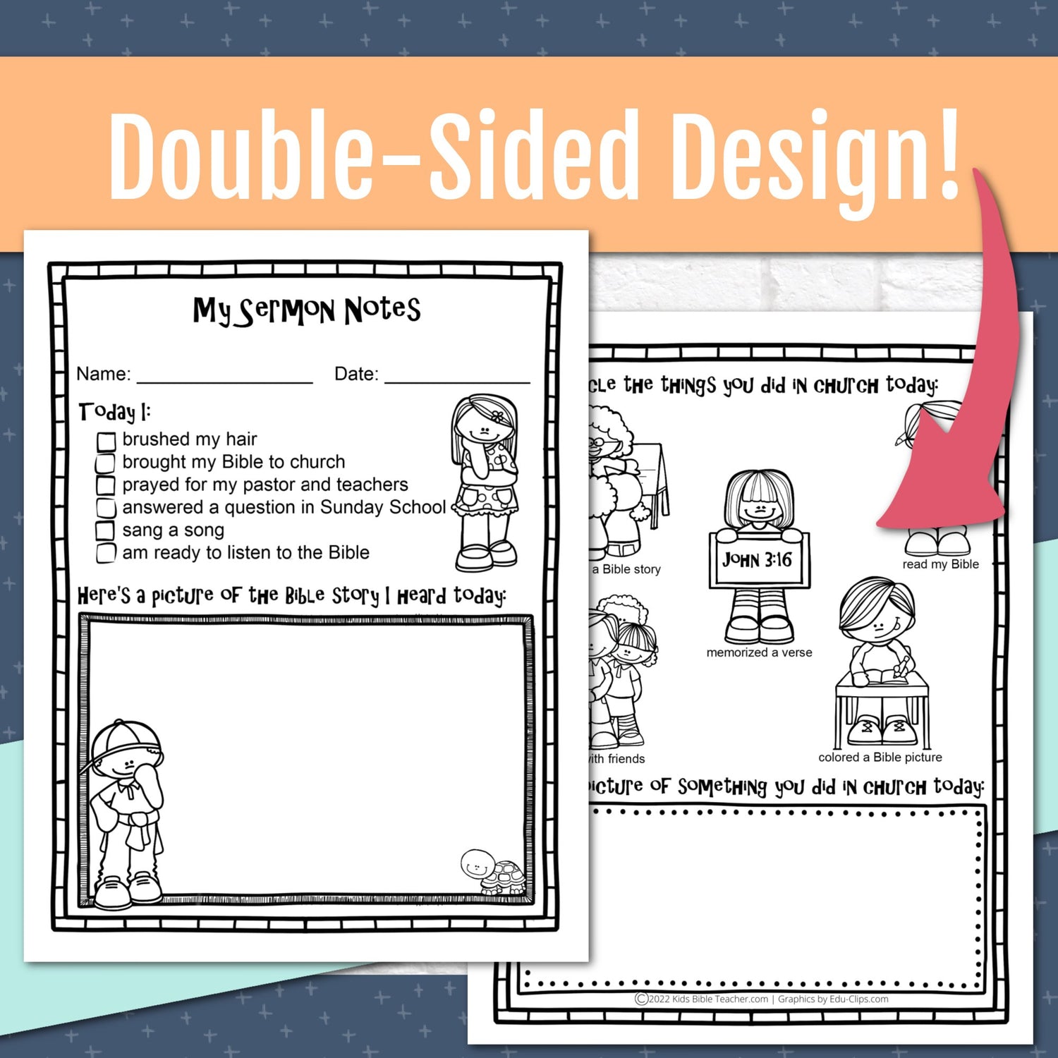 My First Sermon Notes Printables for Preschoolers and Early Readers, Instant Download