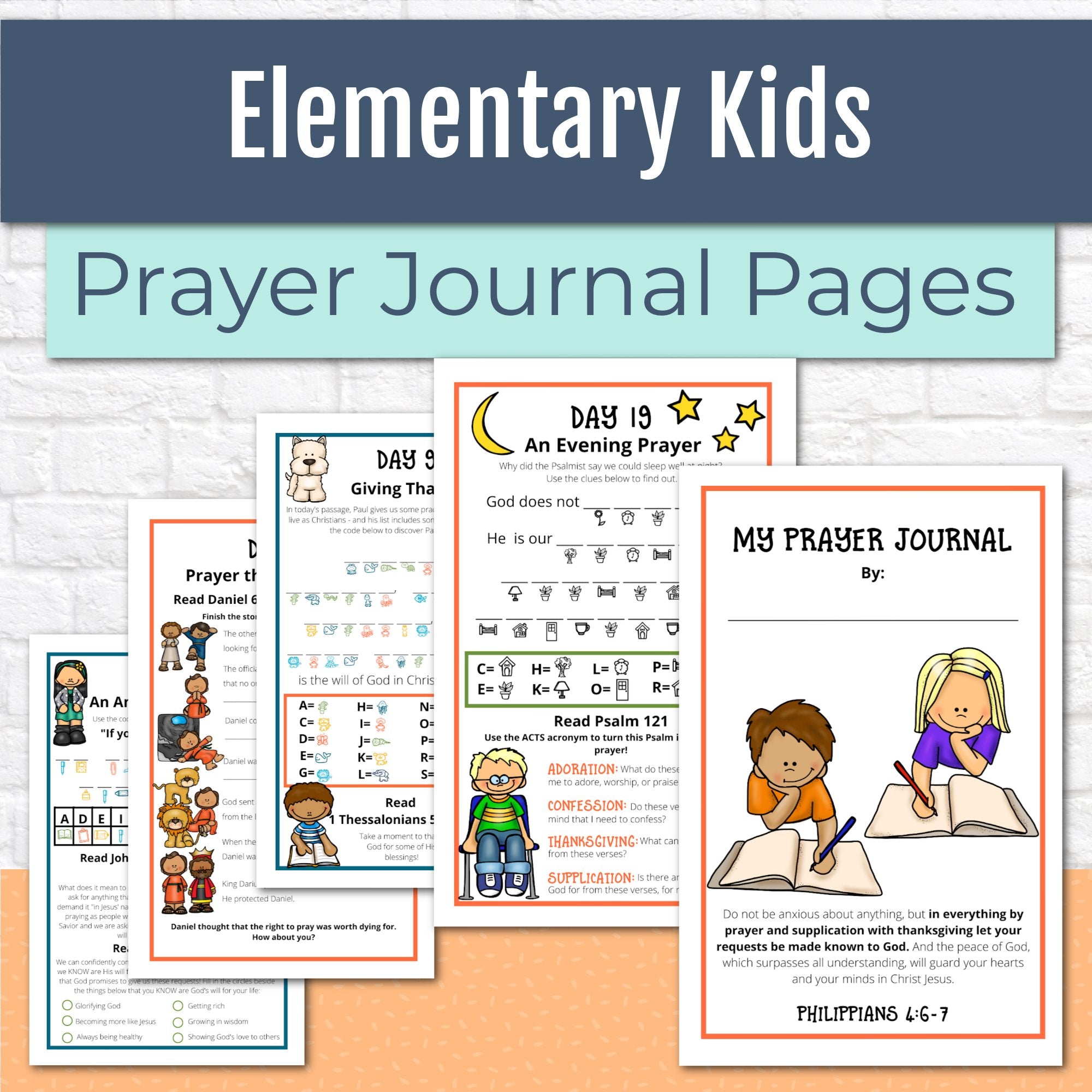 Prayer Journal Pages Set Of Three - Preschool, Elementary, AND Tween/Teen