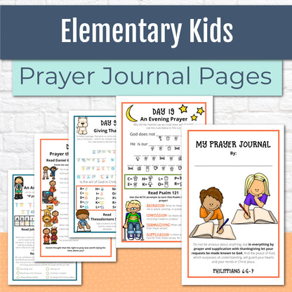 Prayer Journal Pages Set Of Three - Preschool, Elementary, AND Tween/Teen