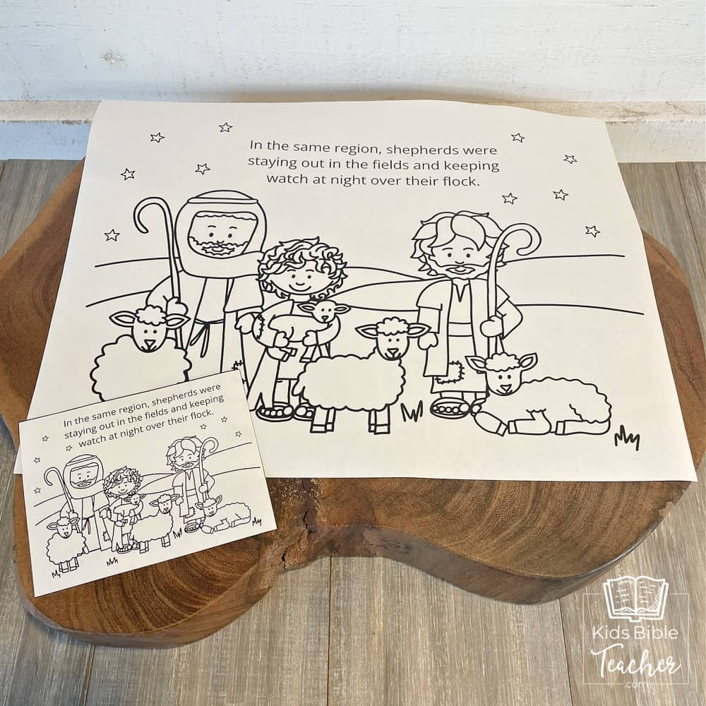 The Story of the Shepherds Christmas Bible Coloring Pages and Mini Cards