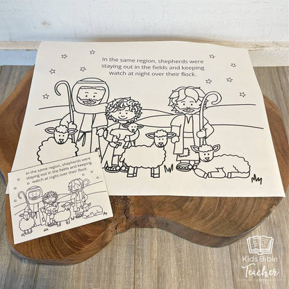 The Story of the Shepherds Christmas Bible Coloring Pages and Mini Cards