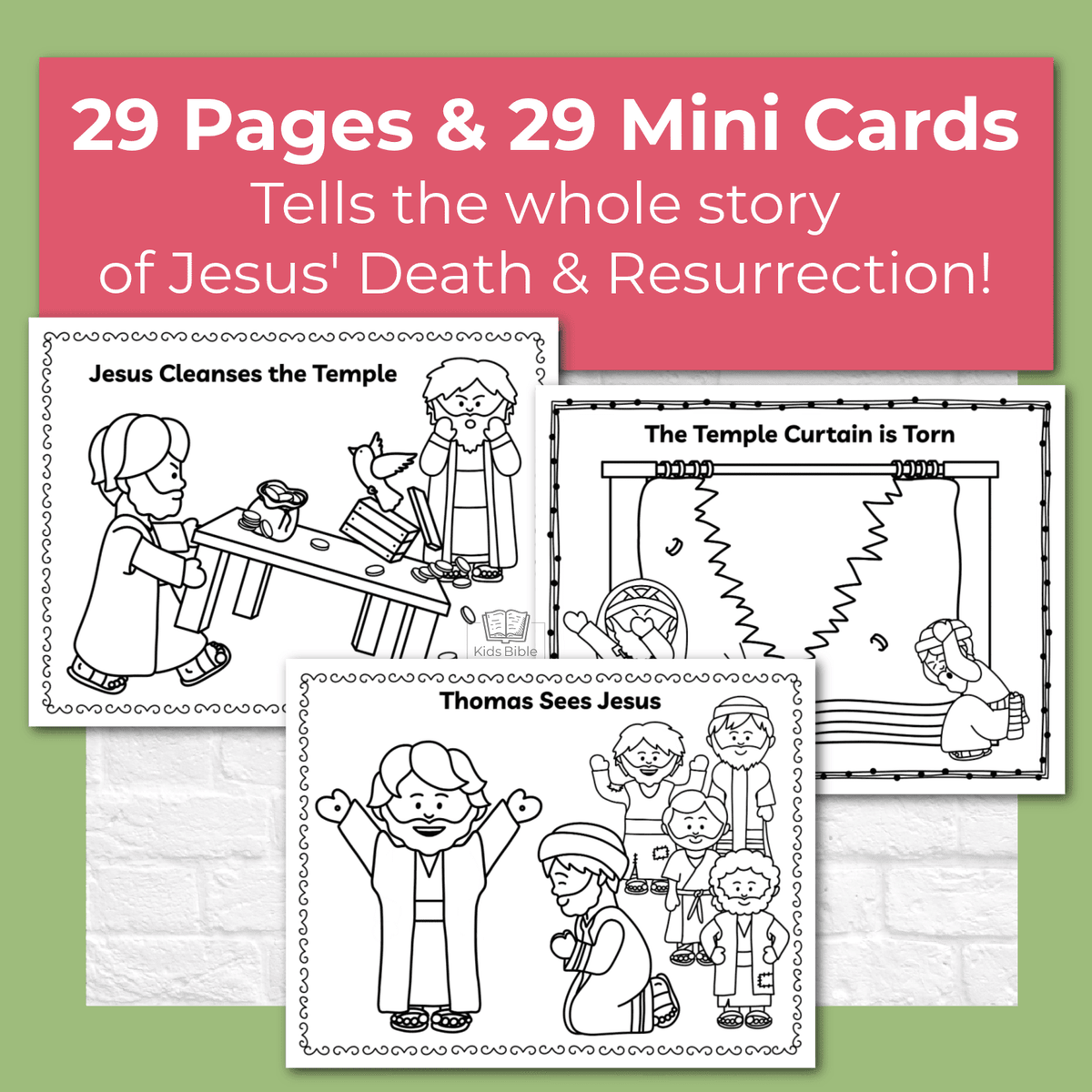 Jesus' Death and Resurrection Easter Coloring Pages and Mini Cards ...