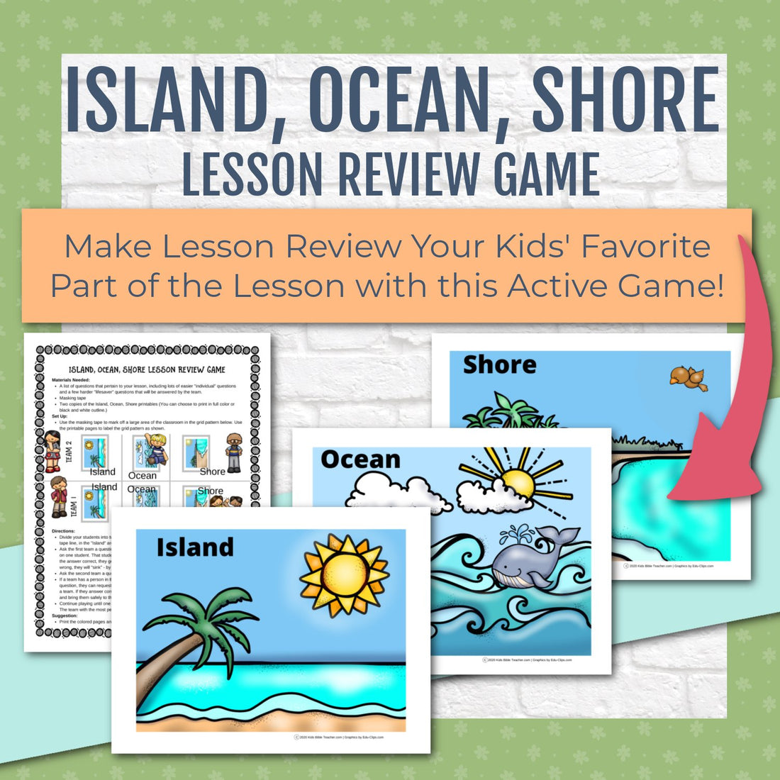 Lesson Review Game - Island, Ocean, Shore Bible Review Game for 1st through 4rth Grade