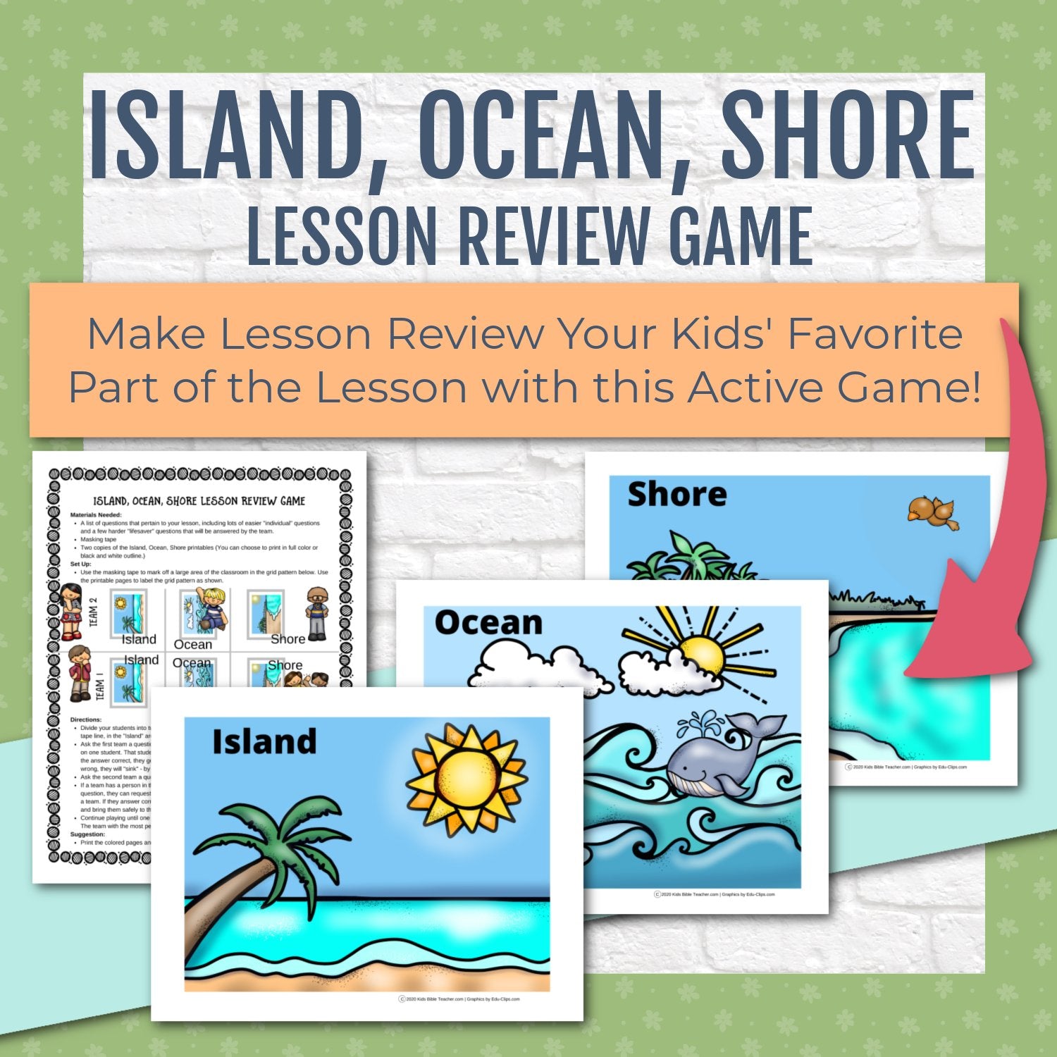 Lesson Review Game - Island, Ocean, Shore Bible Review Game for 1st through 4rth Grade