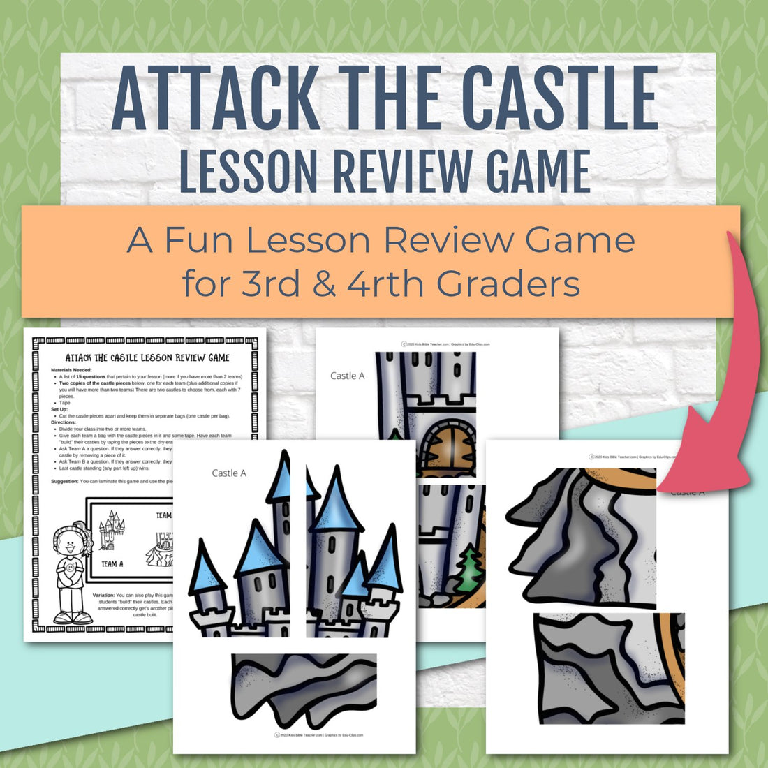 Attack the Castle Lesson Review Game for 2nd, 3rd, 4rth, and 5th Grades