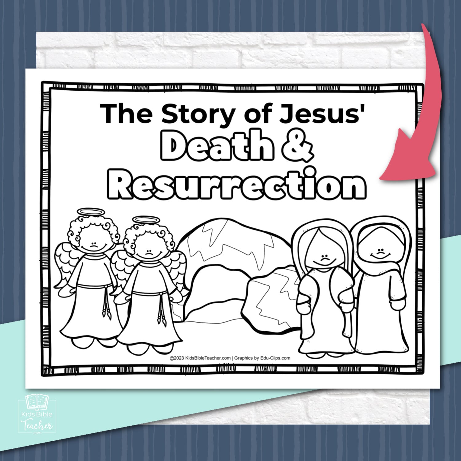 Jesus' Death and Resurrection Activity Easter Booklet Pages and Mini Cards  in Black & White