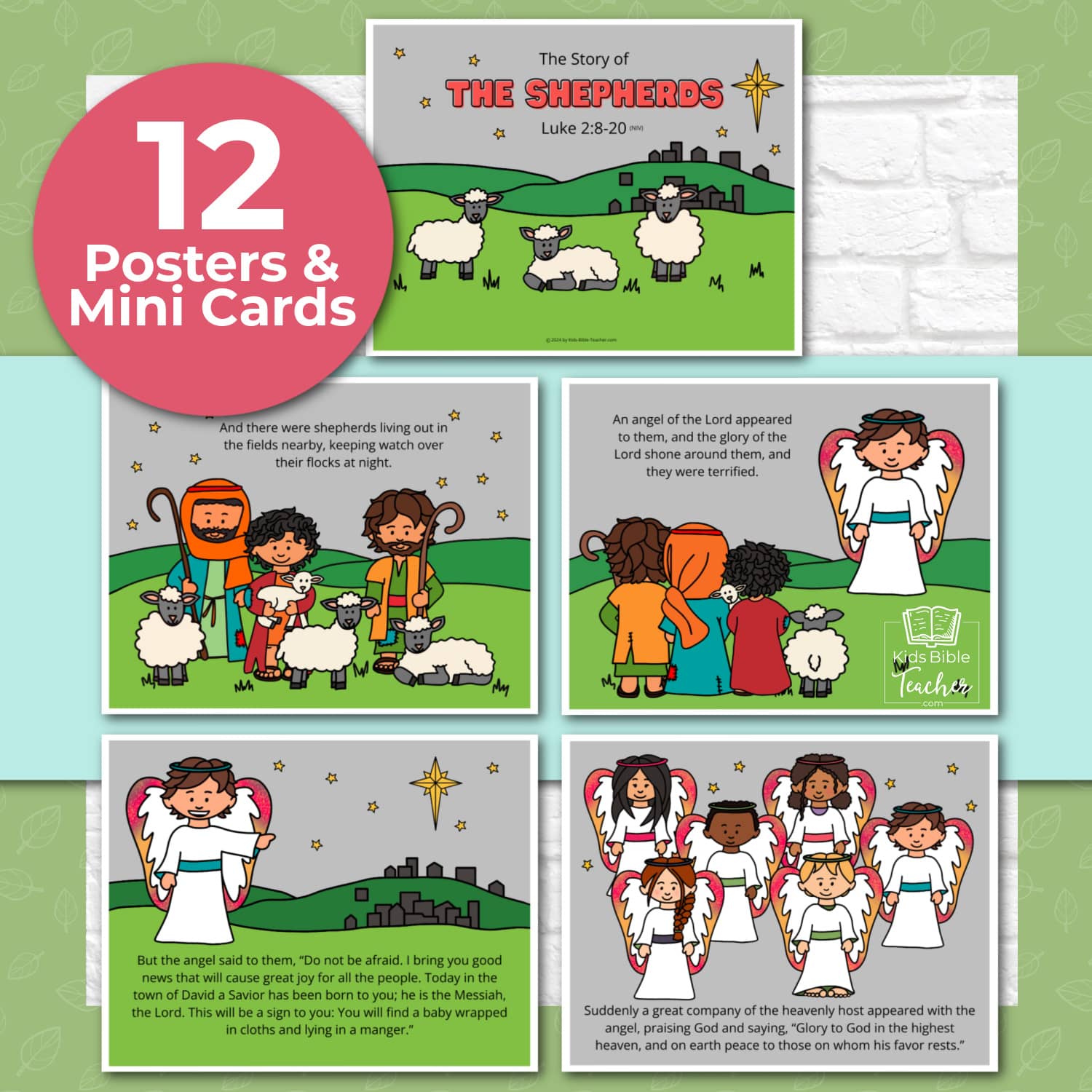 The Story of the Shepherds Posters and Mini Cards for Christmas - Bible Nativity Story