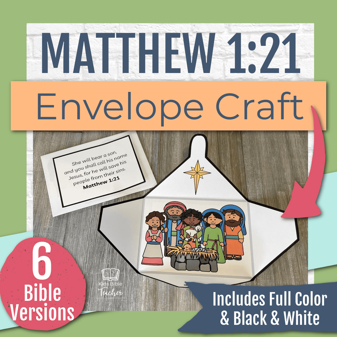 Matthew 1:21 Envelope Craft for Jesus&