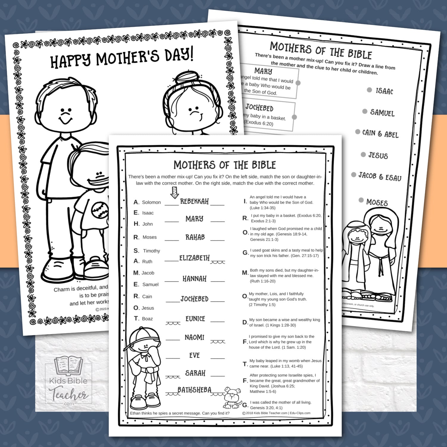 Mothers Day Worksheets Bible Activity Pages for Kids