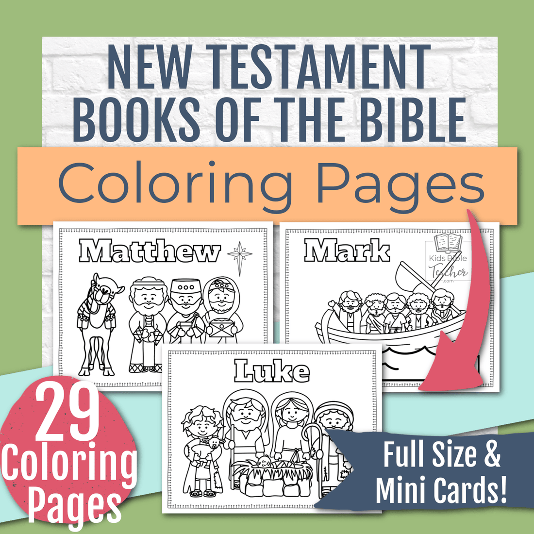 New Testament Books of the Bible Coloring Pages and Mini Cards for Kids