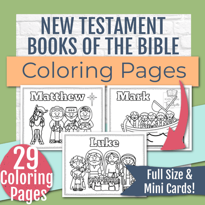 New Testament Books of the Bible Coloring Pages and Mini Cards for Kids