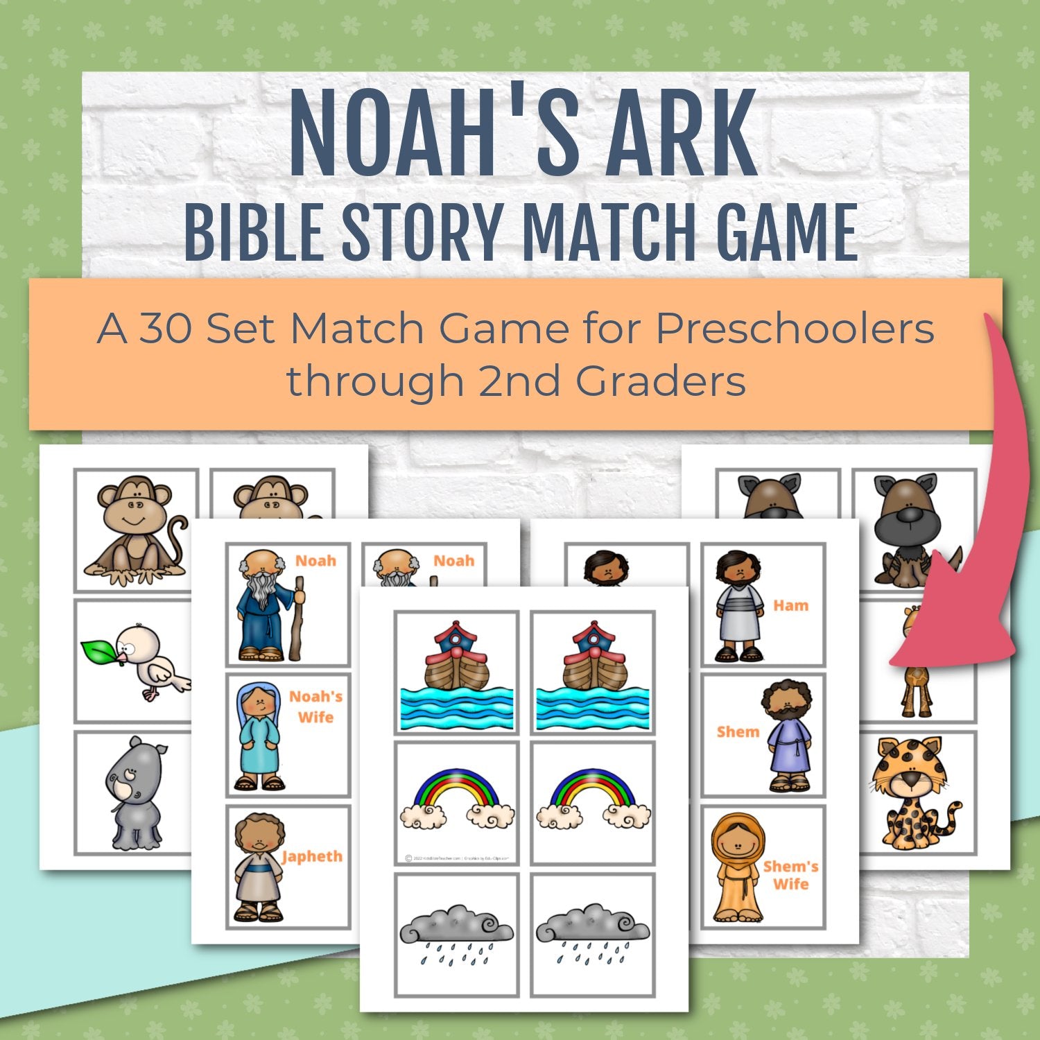 Noah's Ark Game - Bible Match Game for Preschoolers through 4rth Grade ...