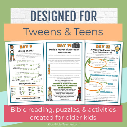 Prayer Journal Pages for Tweens and Teens