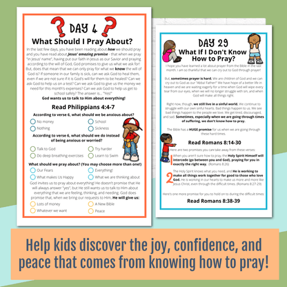 Prayer Journal Pages for Elementary Kids