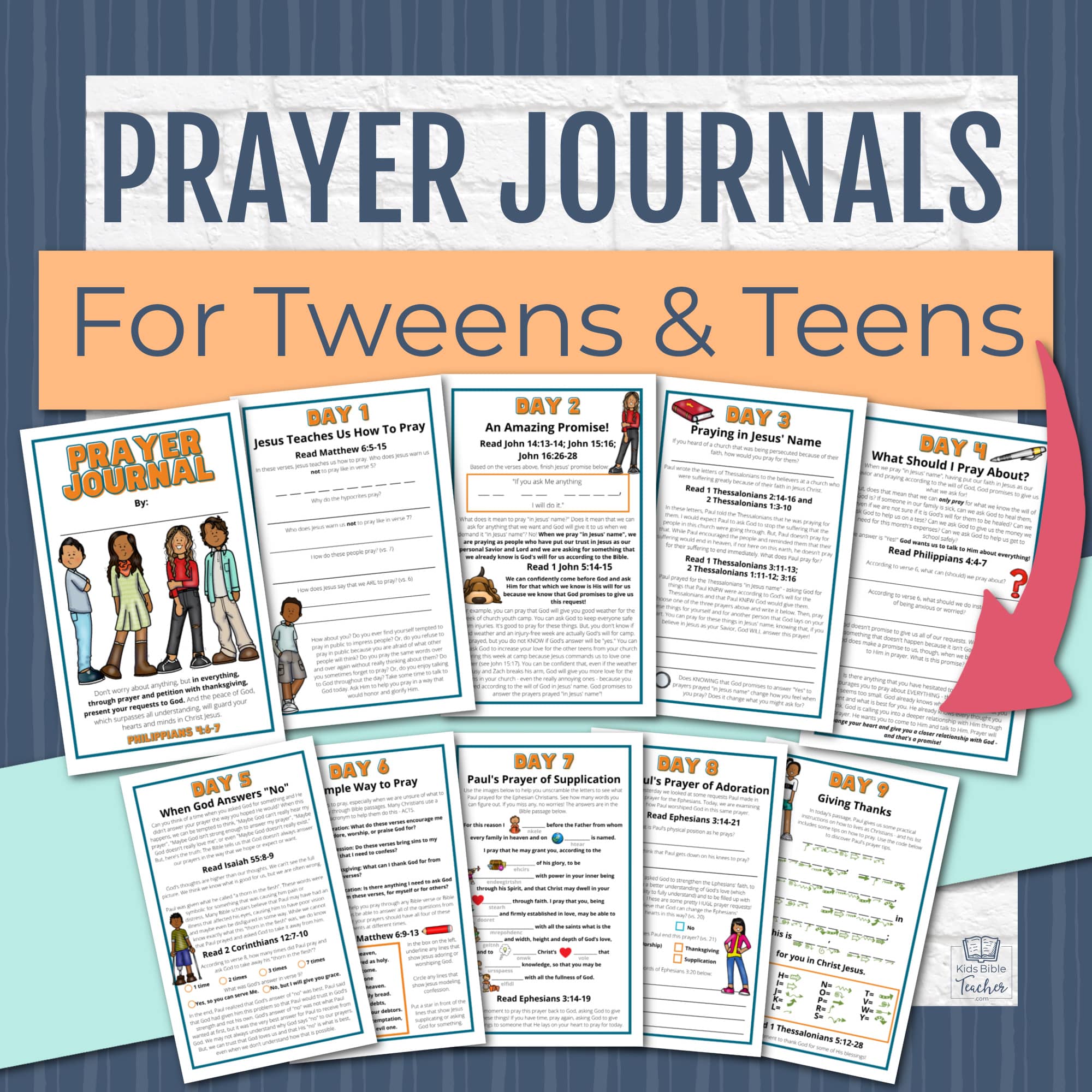 Prayer Journal Pages for Tweens and Teens