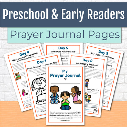 Prayer Journal Pages for Preschoolers and Early Readers