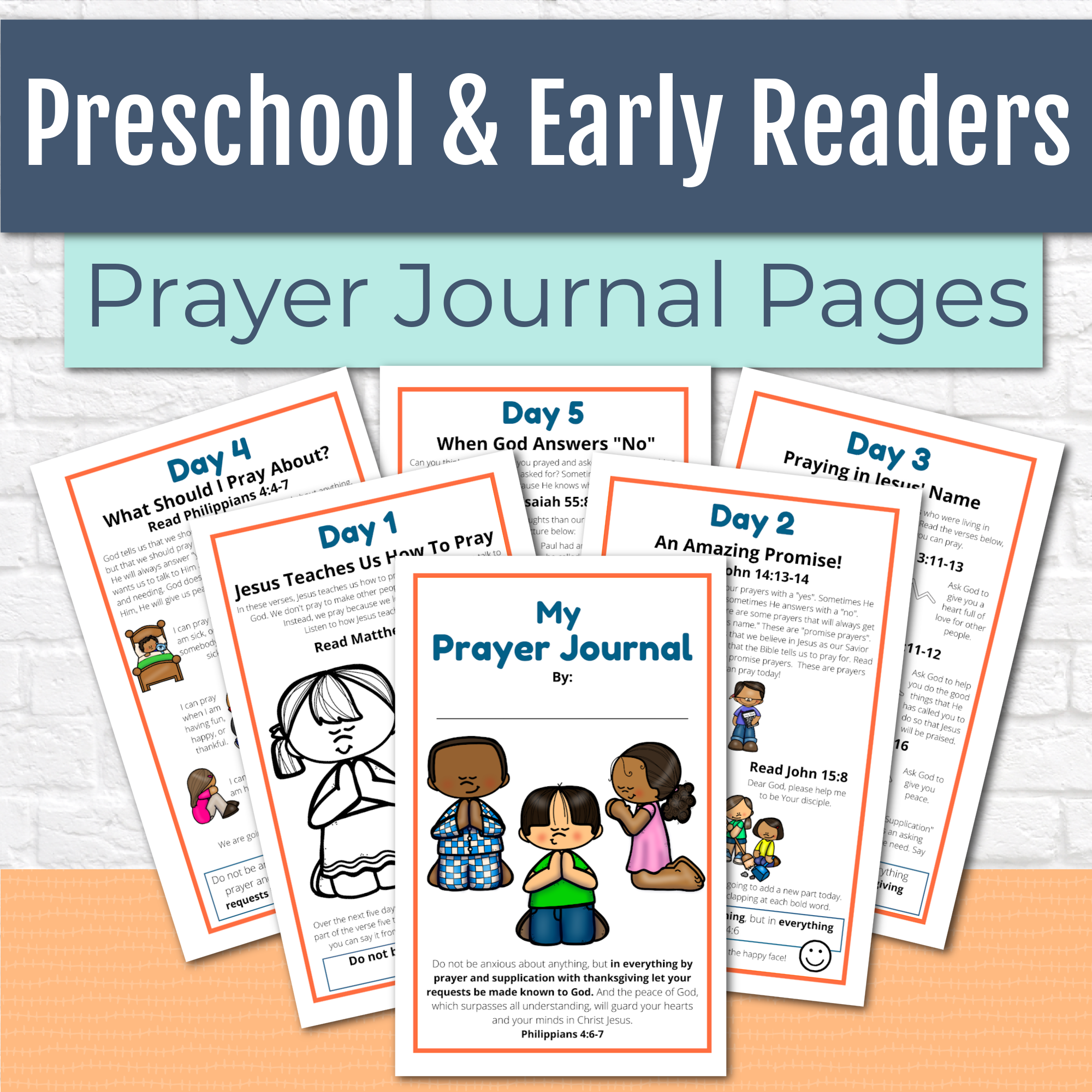 Prayer Journal Pages Set Of Three - Preschool, Elementary, AND Tween/Teen