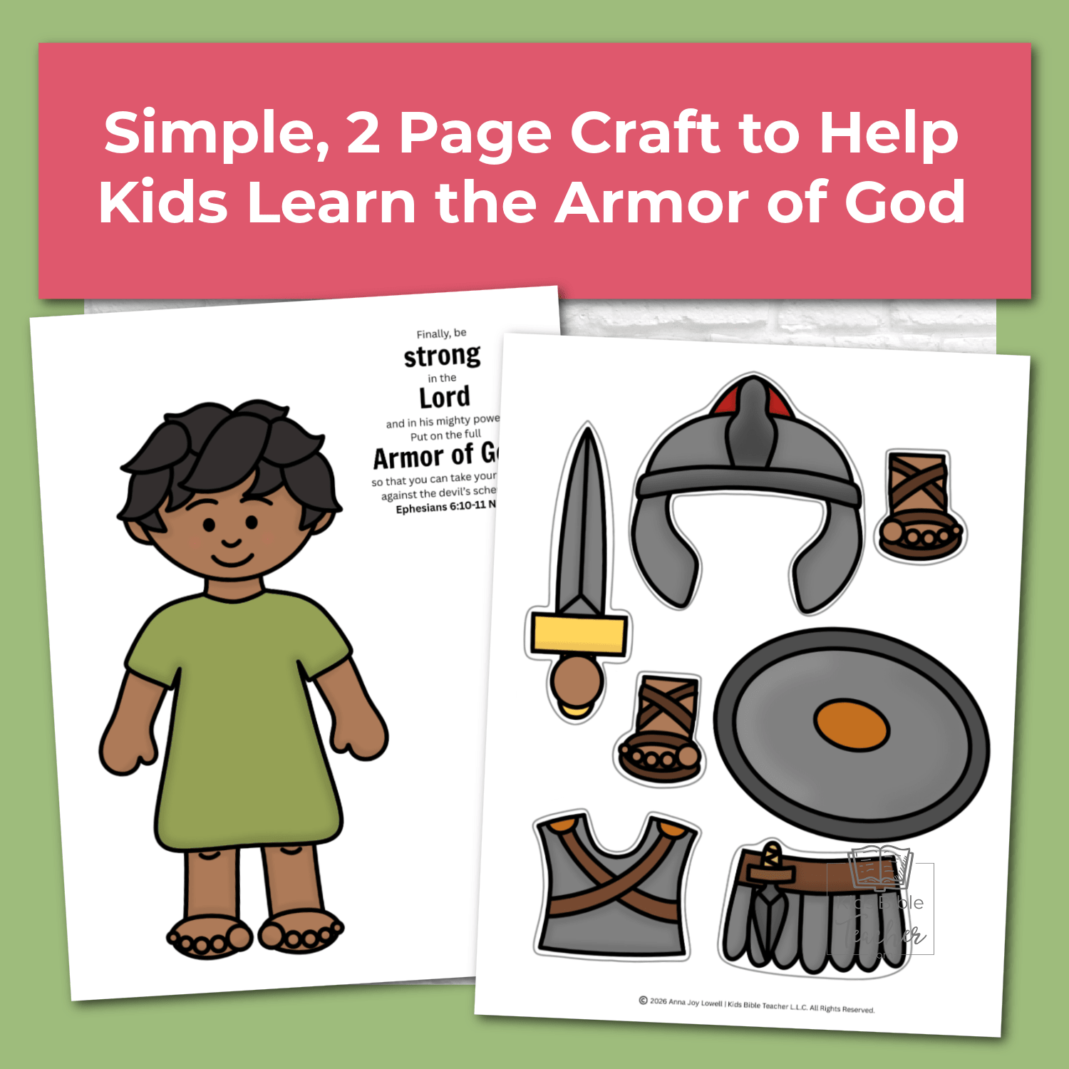 Armor of God Cut and Paste Bible Craft for Kids