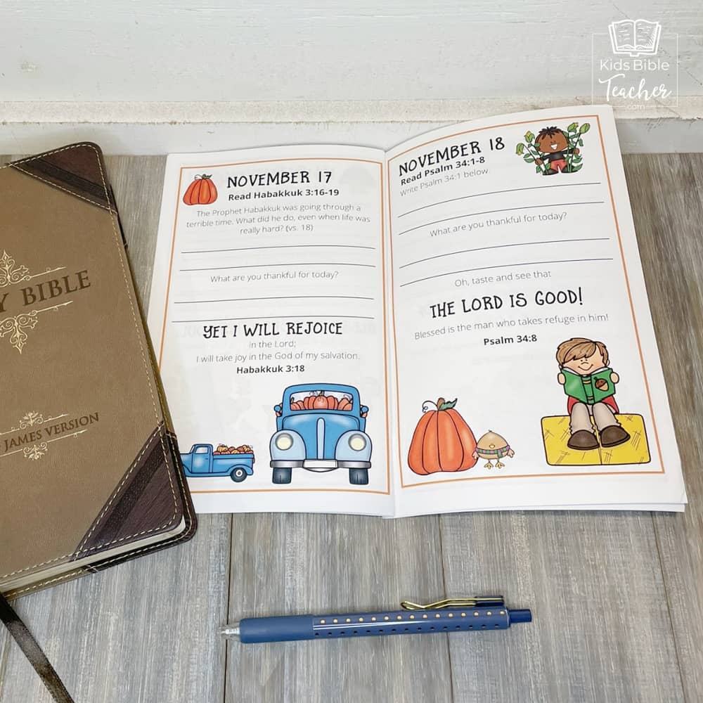 Gratitude Journal Pages with Thanksgiving Bible Verses, NOVEMBER Edition