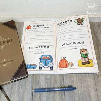 Gratitude Journal Pages with Thanksgiving Bible Verses, NOVEMBER Edition