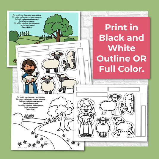 Psalm 23 Bible Craft for Kids | Stand Up Shepherd Sheep Paper Dolls ...