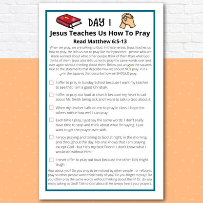 Prayer Journal Pages for Elementary Kids