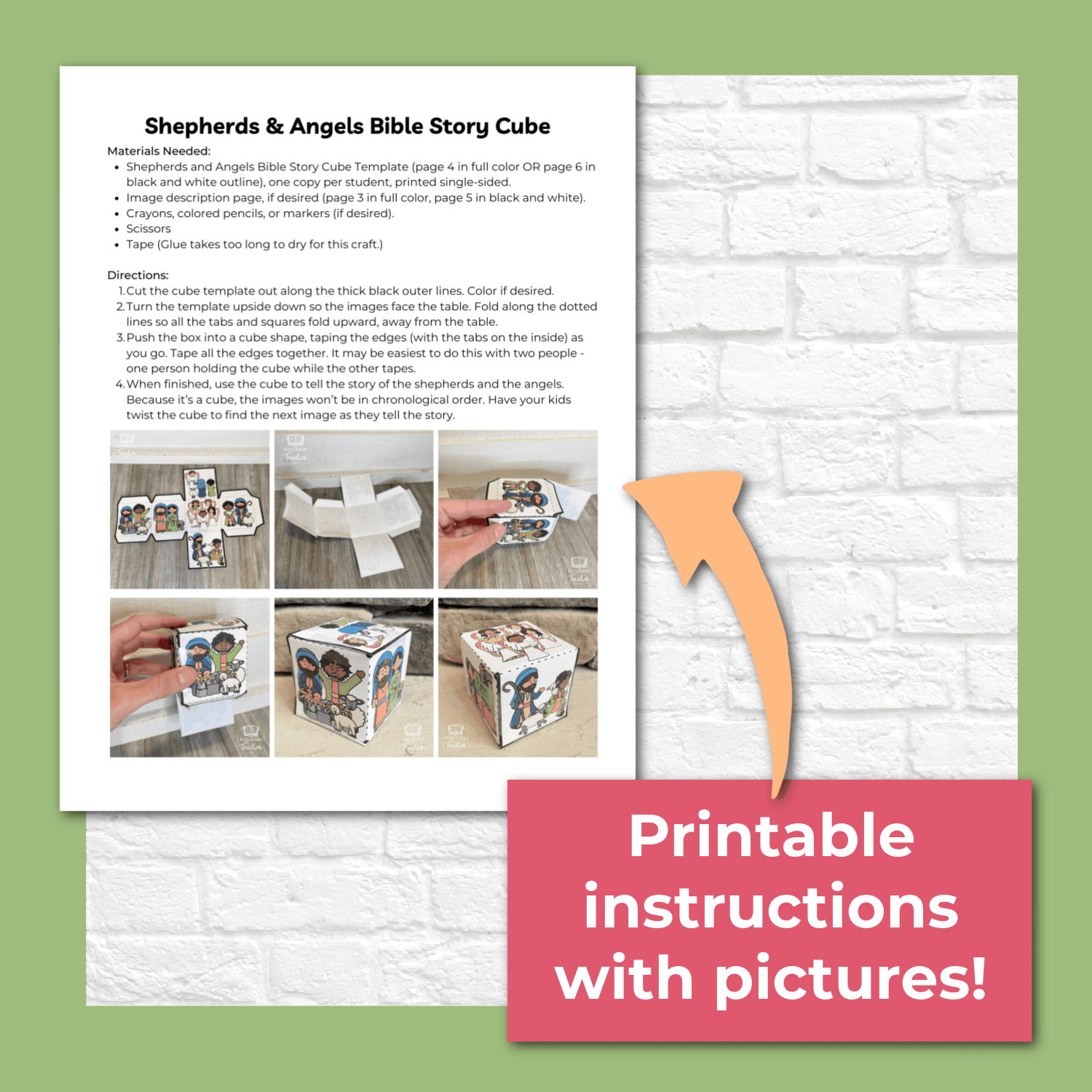 Shepherds and Angels Bible Story Cube Christmas Nativity Craft