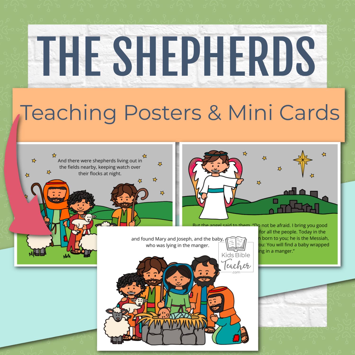 The Story of the Shepherds Posters and Mini Cards for Christmas - Bible Nativity Story