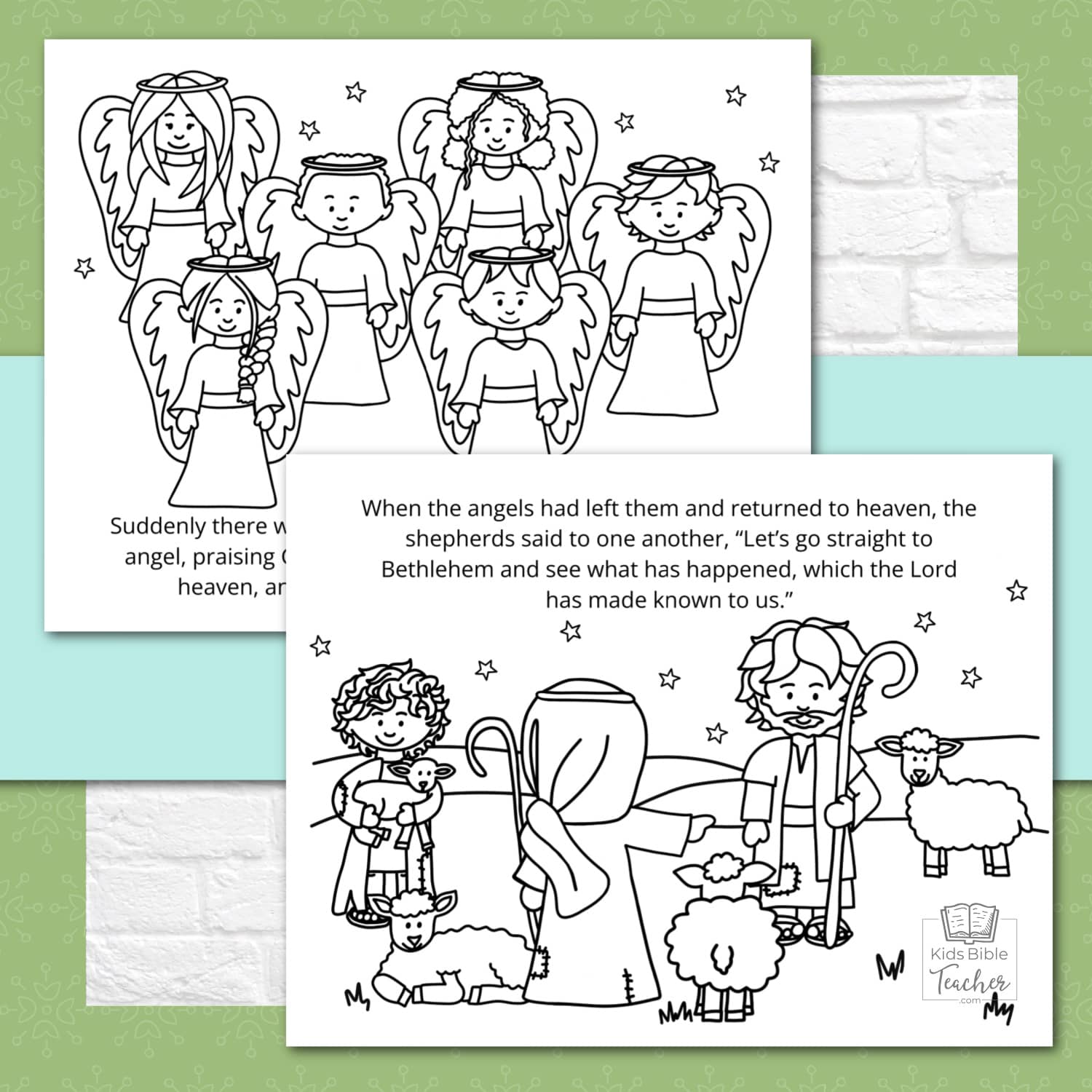 The Story of the Shepherds Christmas Bible Coloring Pages and Mini Cards