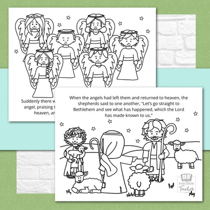 The Story of the Shepherds Christmas Bible Coloring Pages and Mini Cards