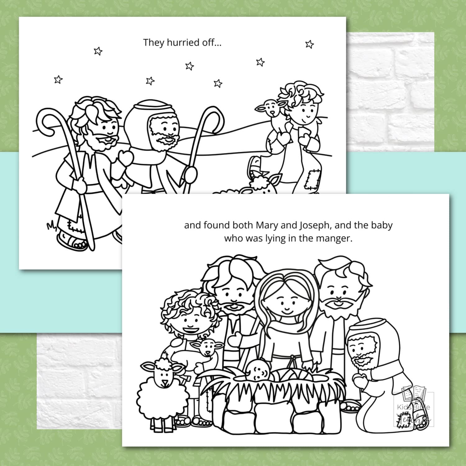 The Story of the Shepherds Christmas Bible Coloring Pages and Mini Cards