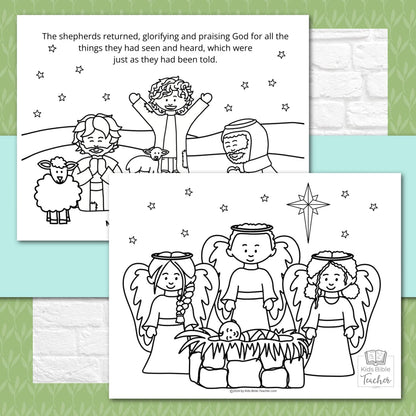 The Story of the Shepherds Christmas Bible Coloring Pages and Mini Cards