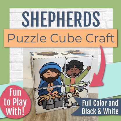 Shepherds and Angels Bible Puzzle Cube Christmas Nativity Craft