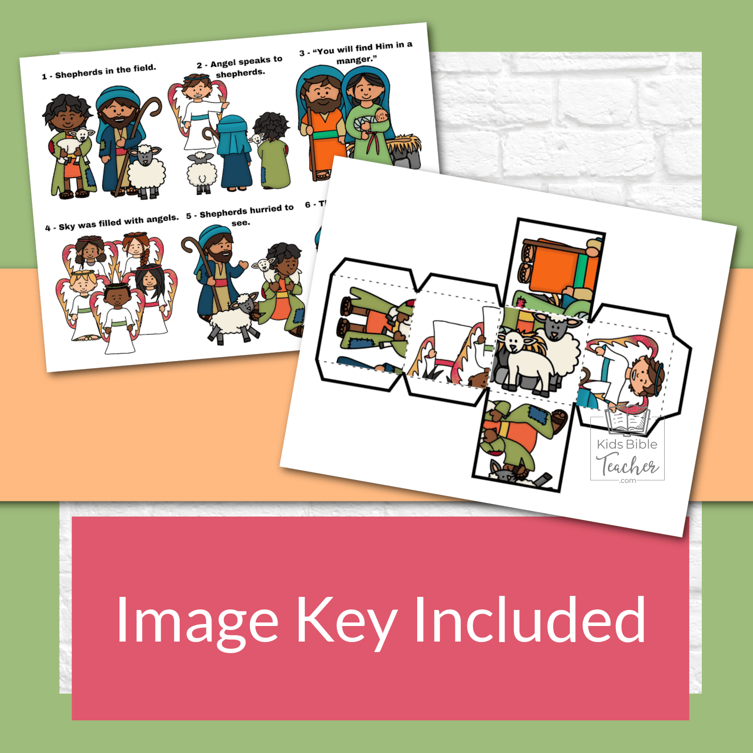 Shepherds and Angels Bible Puzzle Cube Christmas Nativity Craft