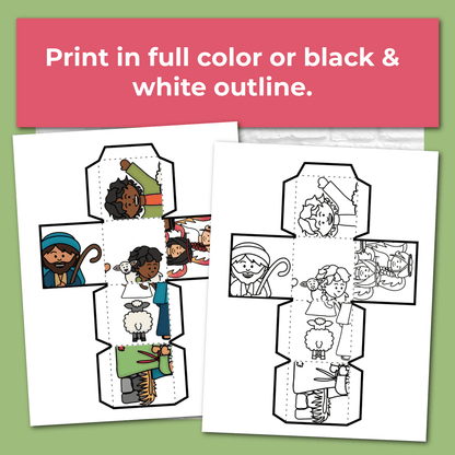 Shepherds and Angels Bible Puzzle Cube Christmas Nativity Craft