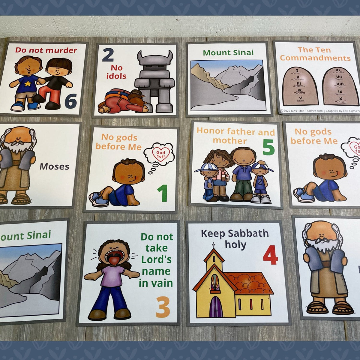 Ten Commandments Match Game for Kids - Bible Memory Game (Protestant ...