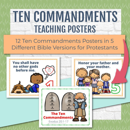 Ten Commandments Posters and Ten Commandments Cards for Protestants