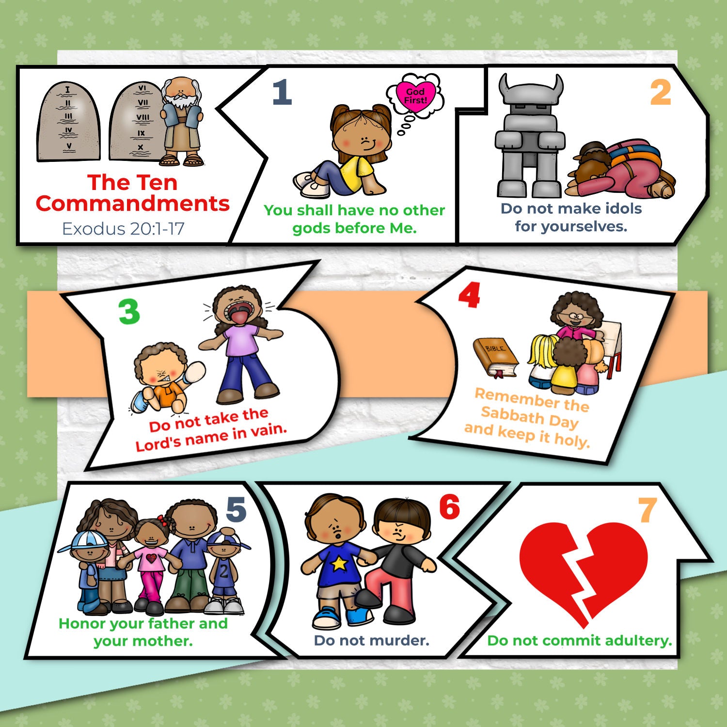 Ten Commandments Printable Bundle Kids Bible Teacher