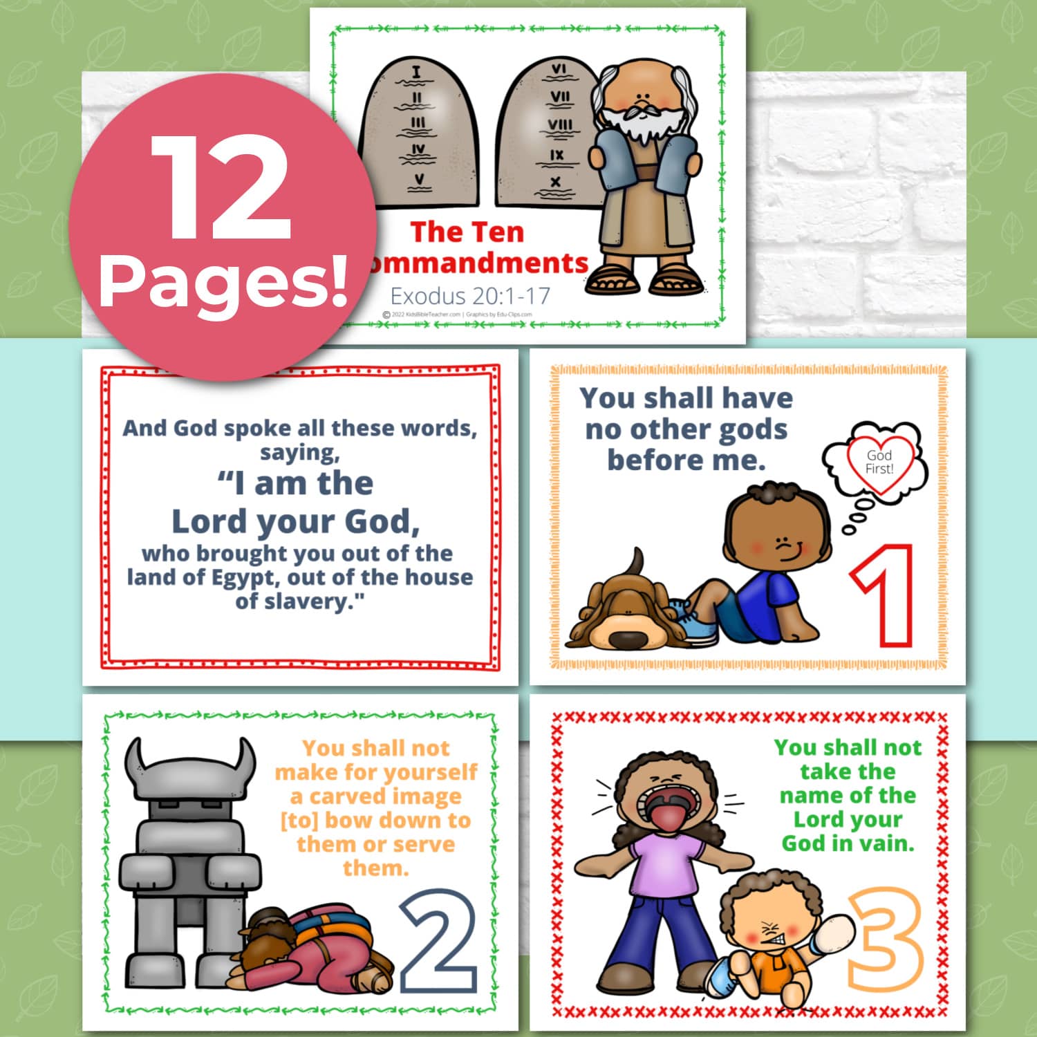 Ten Commandments Teaching Posters and Mini Cards for Protestants – Kids ...