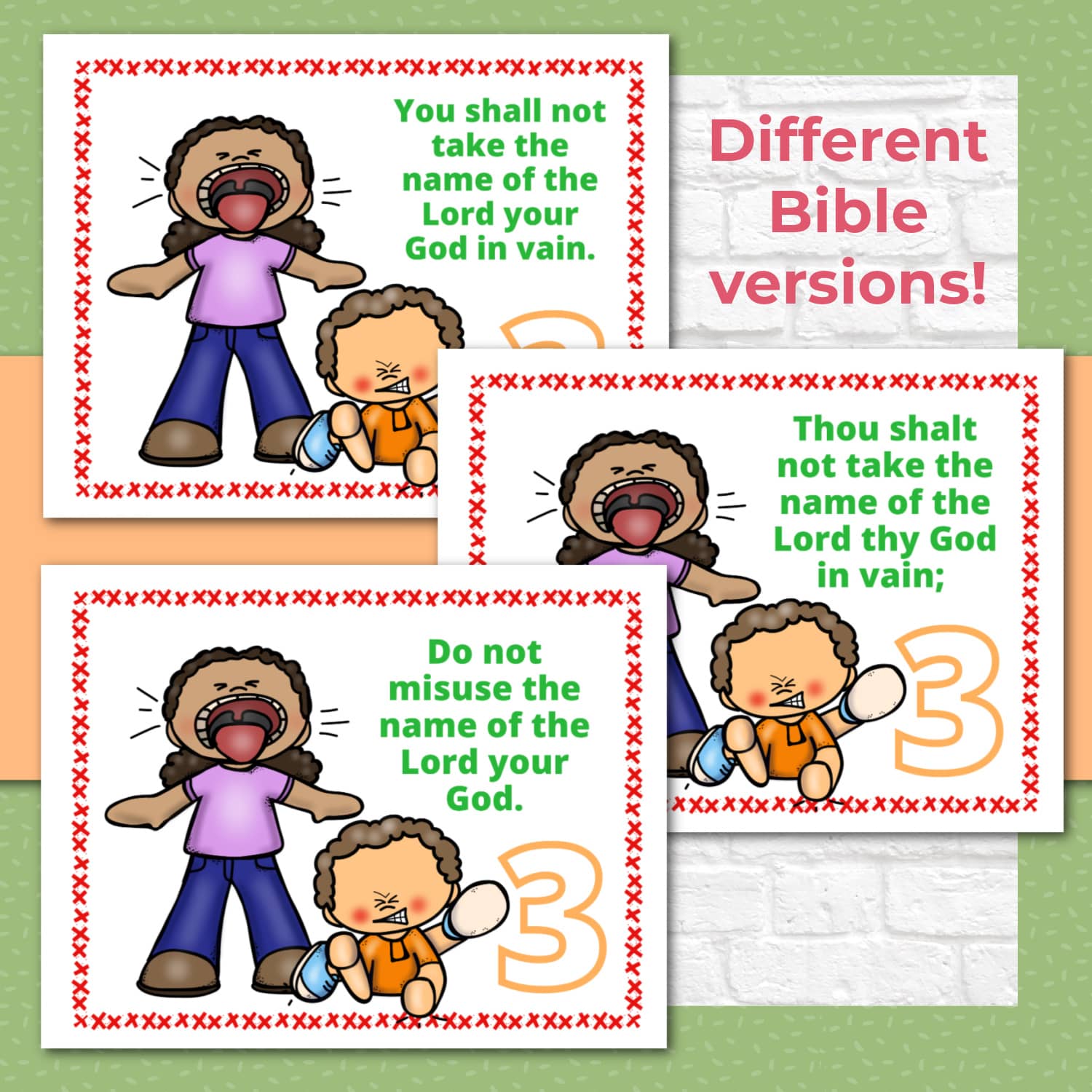 Ten Commandments Teaching Posters and Mini Cards for Protestants